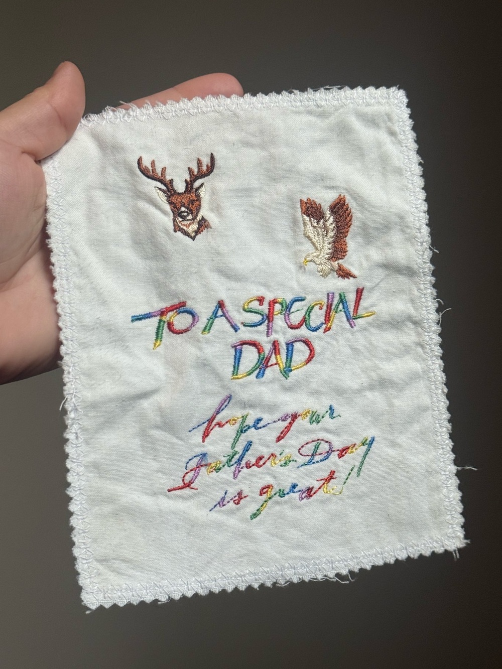 To A Special Dad Handmade Vintage Embroidered Cloth Father's Day Deer Eagle
